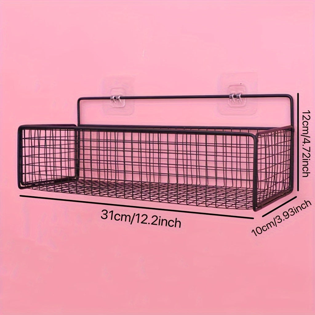 Bathroom Wall-Mounted Storage Rack No-Drill Hollow Design for Bathroom Accessories