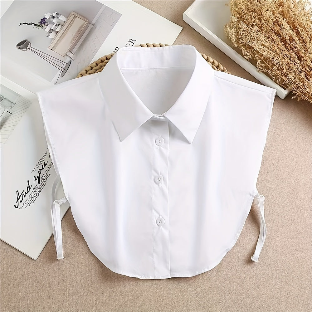 Chaleco de camisa con cuello a rayas removible para mujer con cuello puntiagudo y diseño anti-exposición