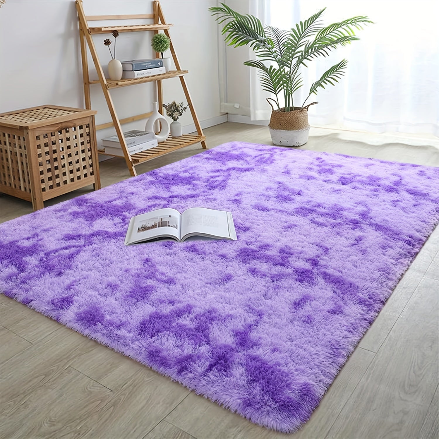 Luxurious Shag Area Rug, Plush Fuzzy, Non-Slip, Machine Washable Bedroom Rug