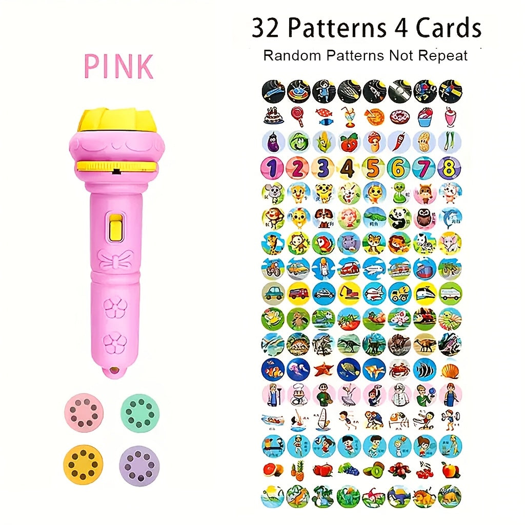 Linterna de proyección para niños con 32 patrones educativos para edades de 5-10 años, juguete duradero de ABS