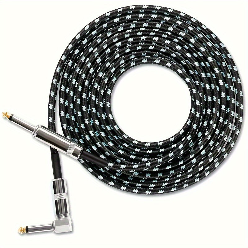 Low-Noise 1/4 Inch Guitar Cable with Right Angle Connectors 3.05m or 6.1m Black