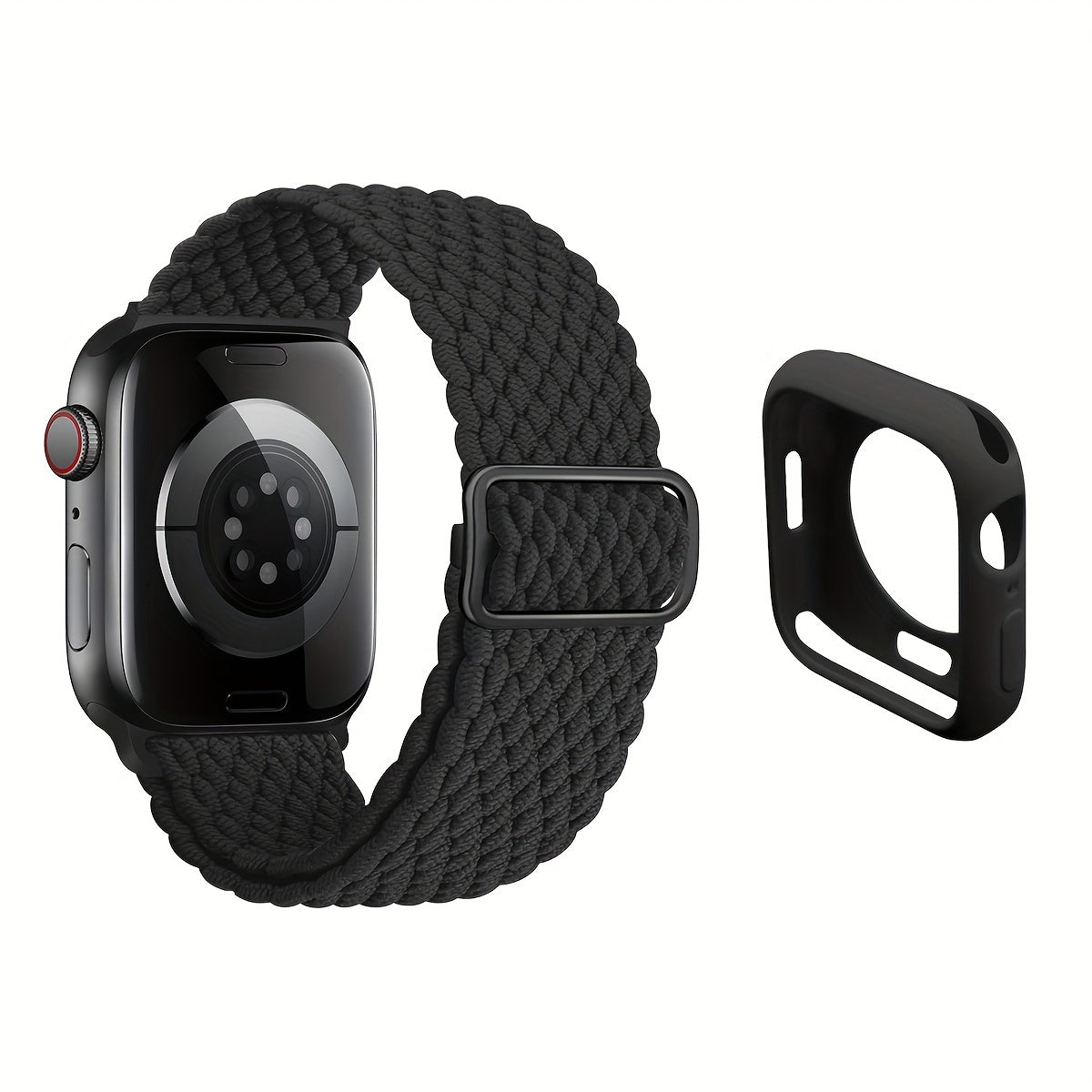 Набор из 2 модных эластичных тканевых ремешков для часов и мягкого силиконового защитного чехла для Apple Watch. Подходит для Apple Watch размером от 38 мм до 49 мм и серии Ultra до 1. Умные часы.