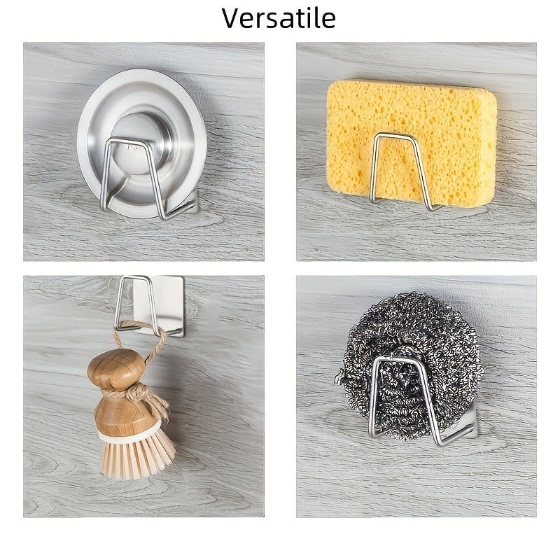 Stainless Steel Sink Caddy with Sponge Holder Kitchen Organizer Rack No-Drill Mount