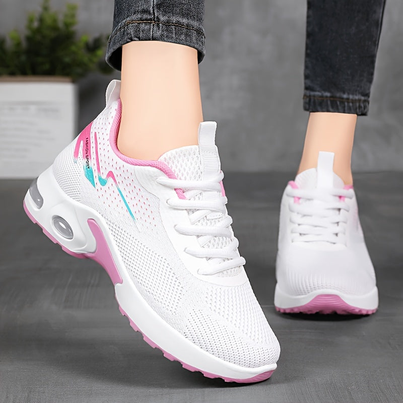 Women's Breathable Knit Sneakers Casual Lace-Up Outdoor Shoes Plus Size Low Top Sport
