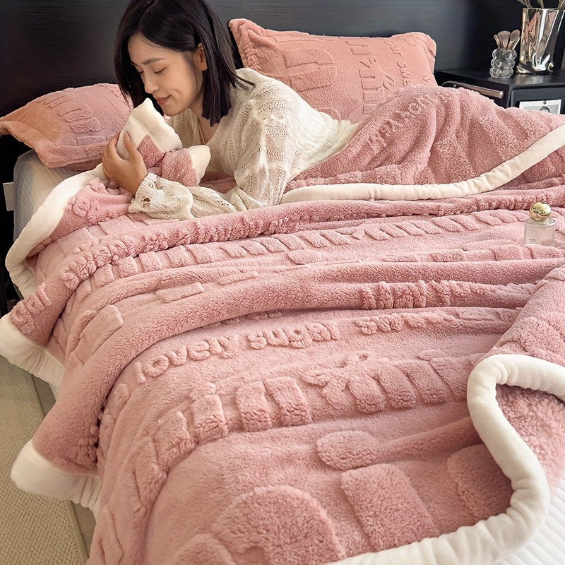 Bohemian Style Winter Plush Fleece Blanket Embossed Velvet Flannel Thick Bedspread