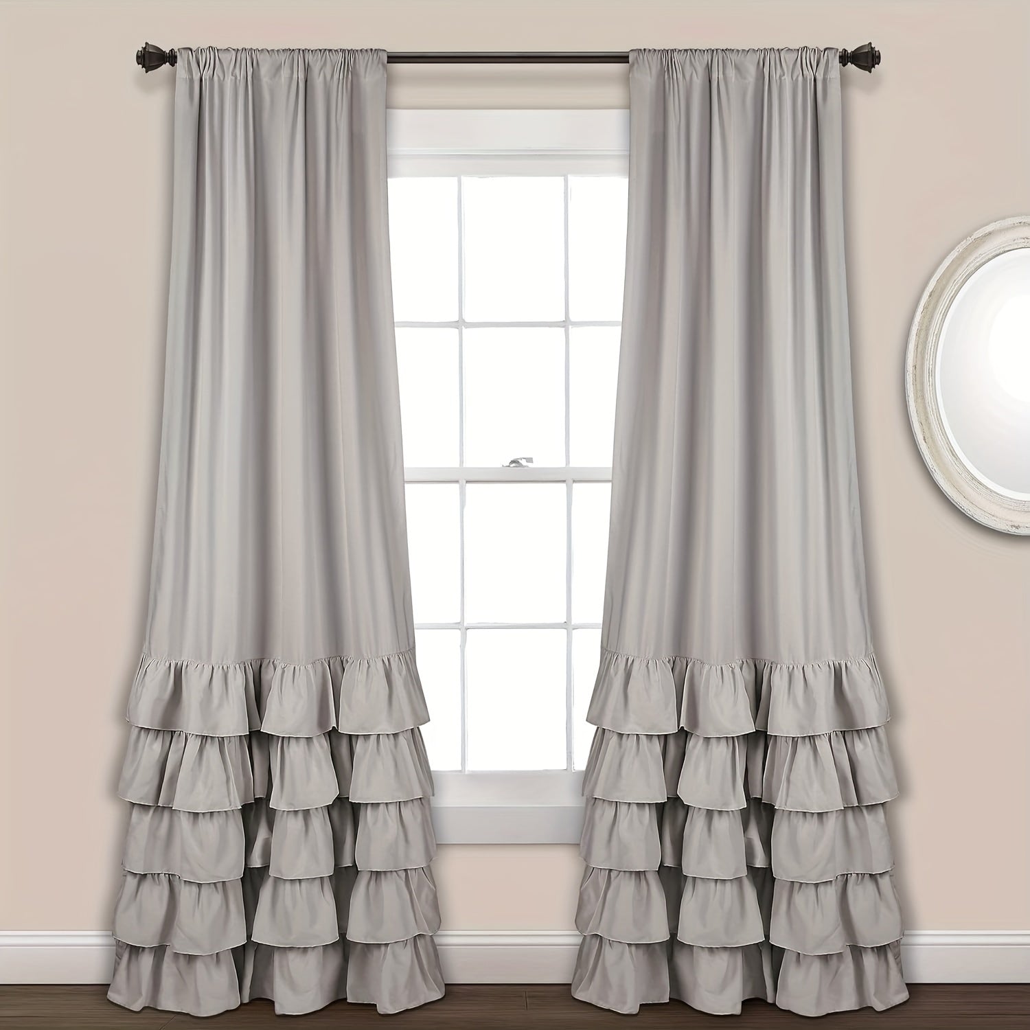 Heavy Duty Pleated Lace Window Curtains for Living Room 132cm x 213cm