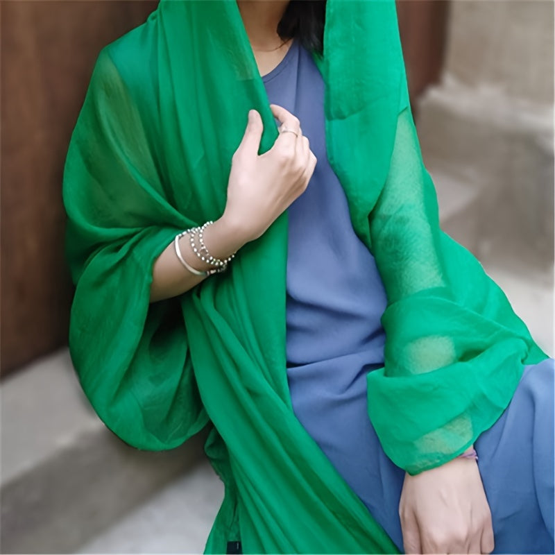 Women's Large Solid Color Scarf Lightweight Shawl for Casual Wear Windproof Sunscreen