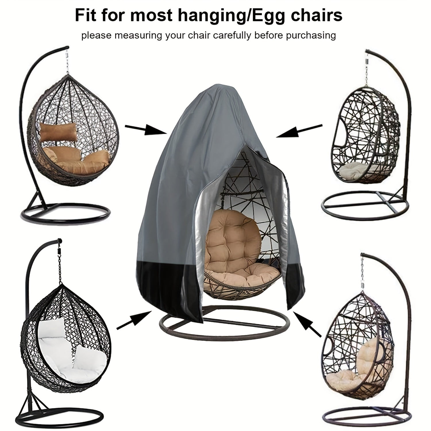 Oxford Cloth Outdoor Egg Chair Cover All-Season Patio Swing Cover Mixed Colors