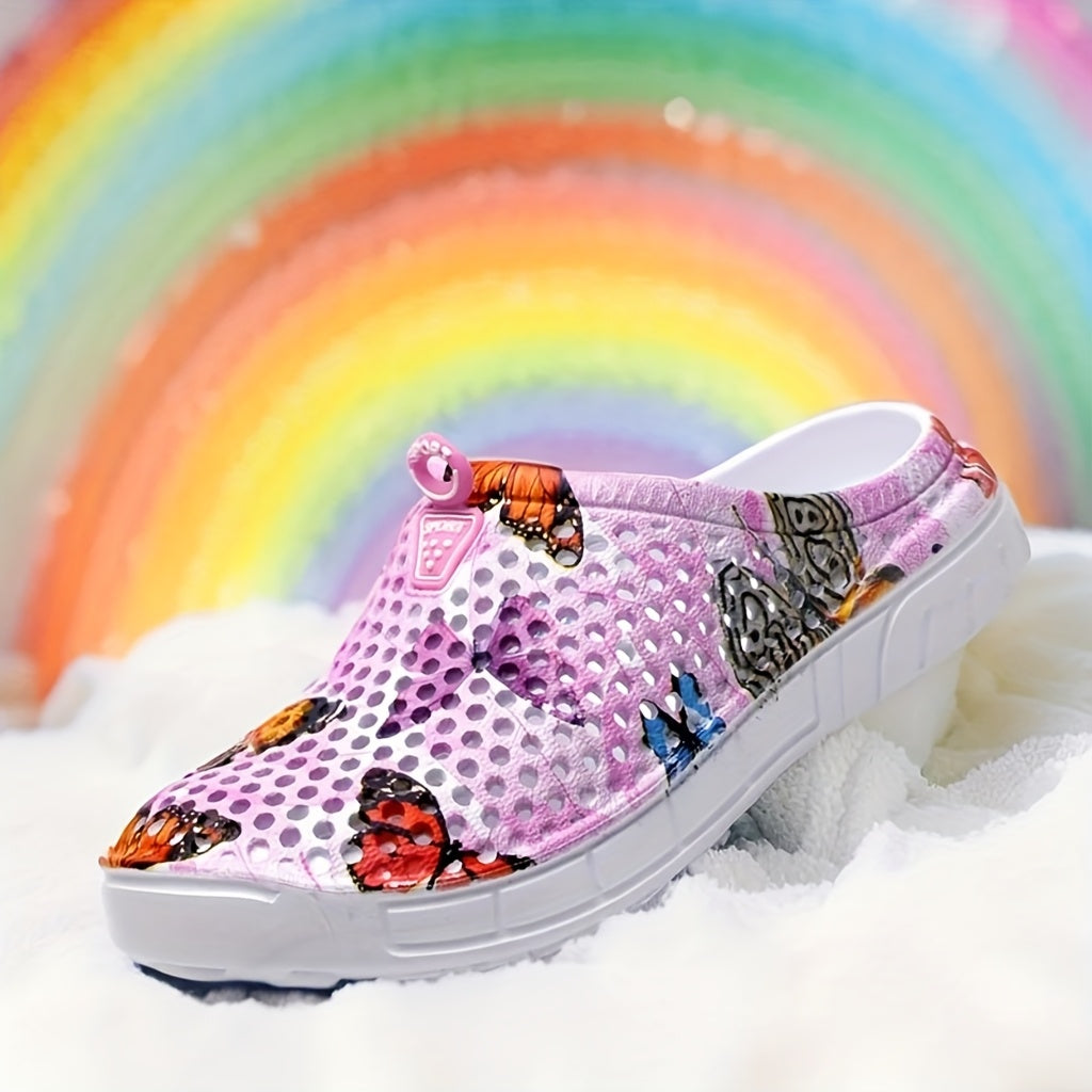 Women's Breathable Butterfly Print Summer Shoes Lightweight EVA Casual Footwear
