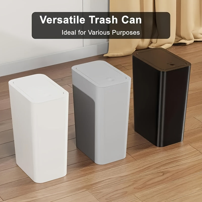 9.84L Compact Trash Can with Pop-Up Lid Odor Seal for Bathroom Kitchen Bedroom Office 1/2/3 Pack