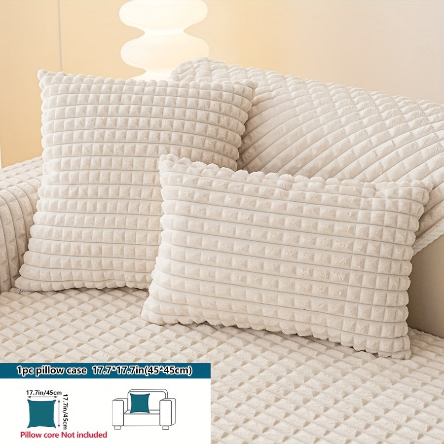 Plaid plush divan qoplamasi, sirpanmas dizayn bilan, hayvonlar uchun va barcha mavsumlar uchun mukammal. Turli xil mebellar uchun mos keladi.