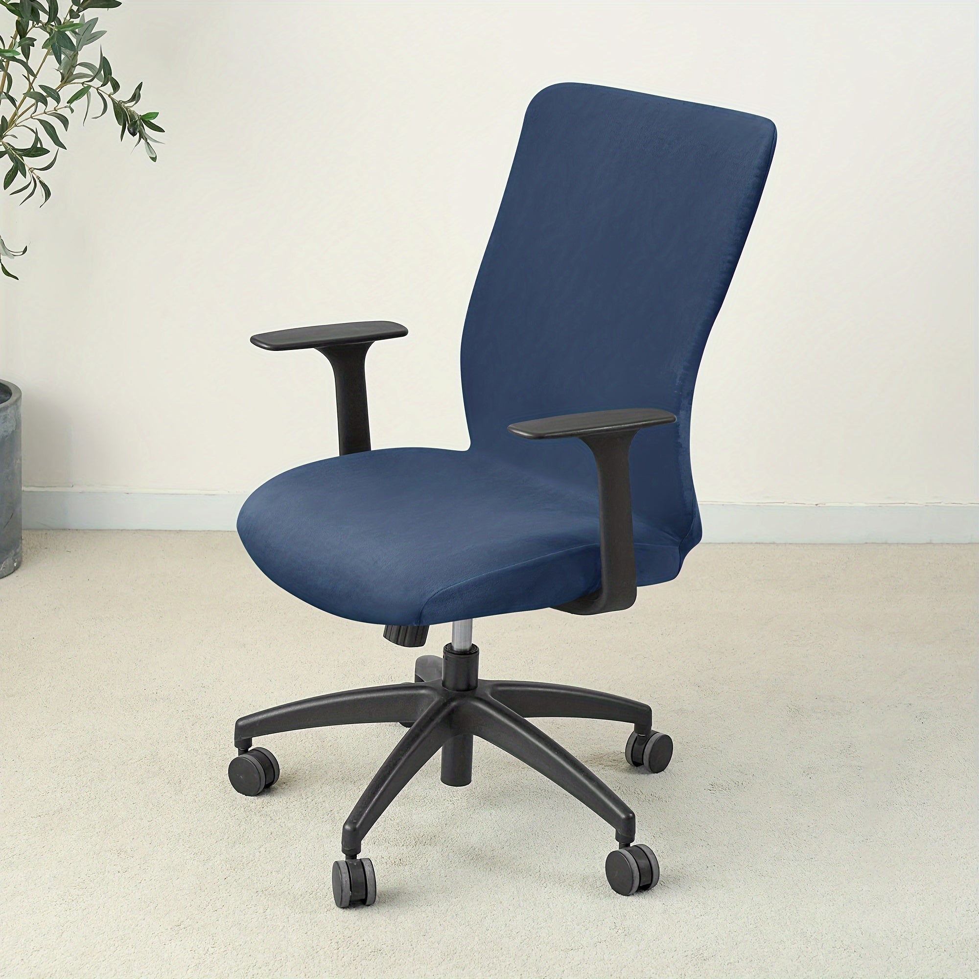 Silver Fox Velvet Office Chair Slipcover Elastic Band Stretch Protector Machine Washable