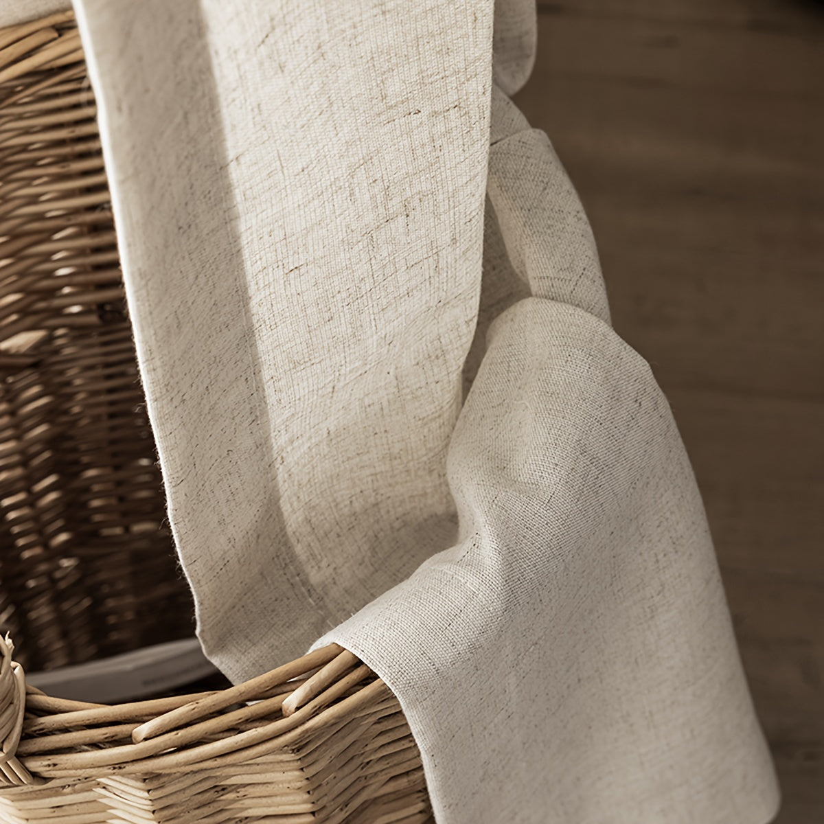 Japanese Hemp Curtain Light Coffee Gray Room Decor with Rod 1 Piece