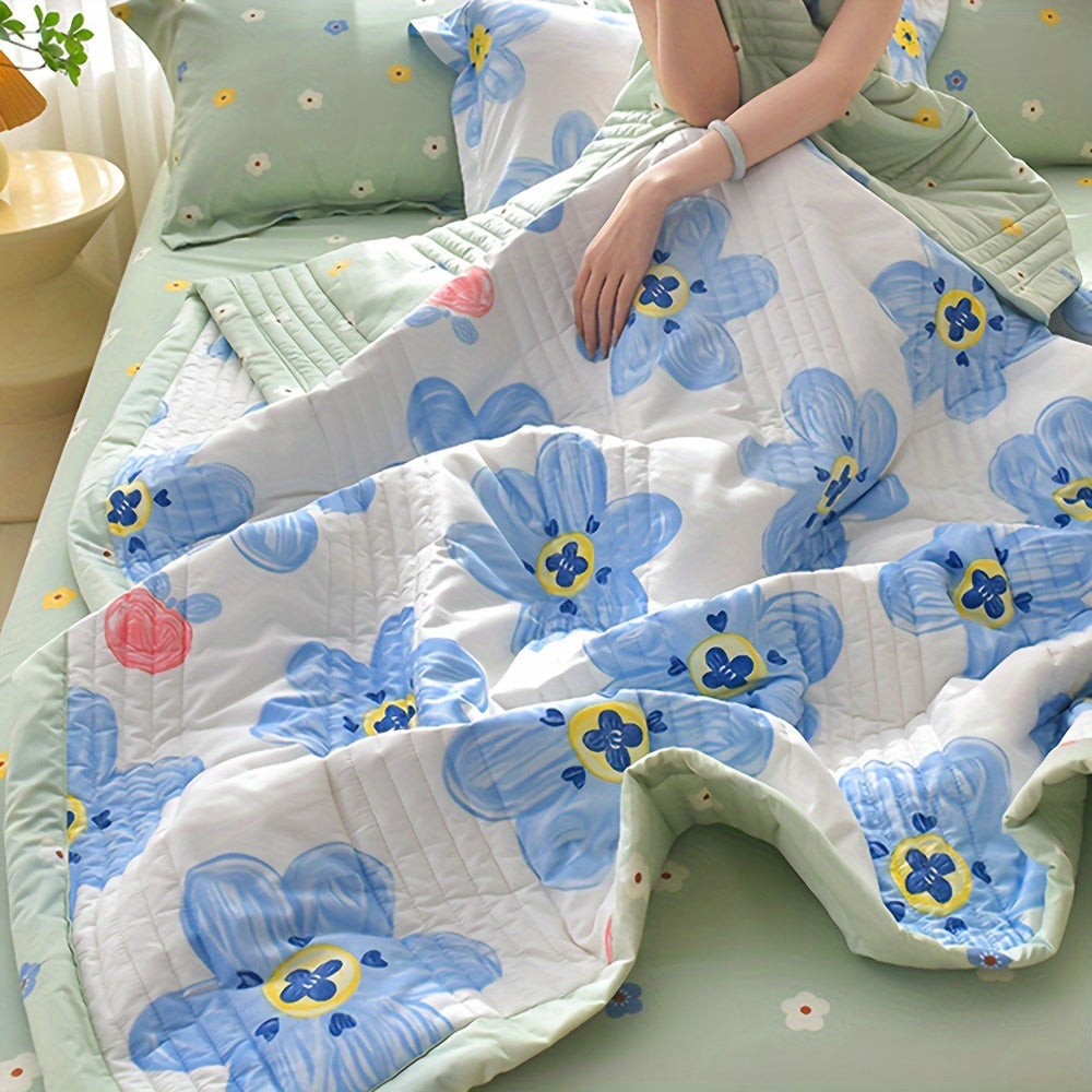 Летнее охлаждающее тонкое одеяло для односпальной или двуспальной кровати с принтом, стеганое покрывало, мягкое и комфортное