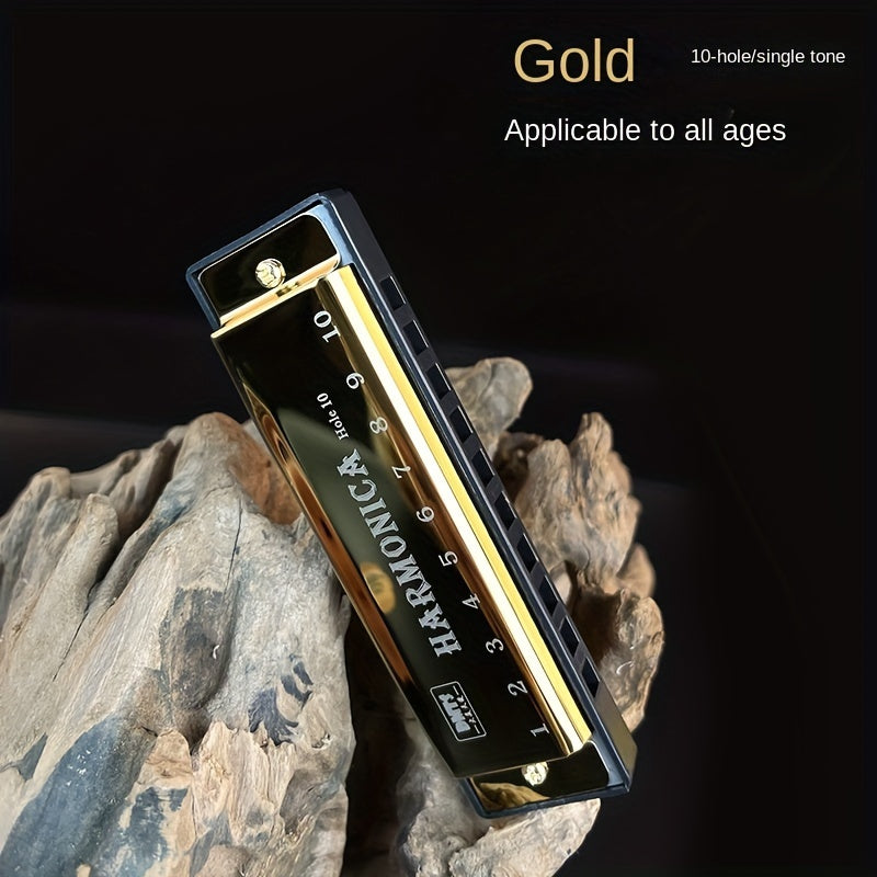 10-Hole Harmonica for Beginners Copper Core Resin Music Gift