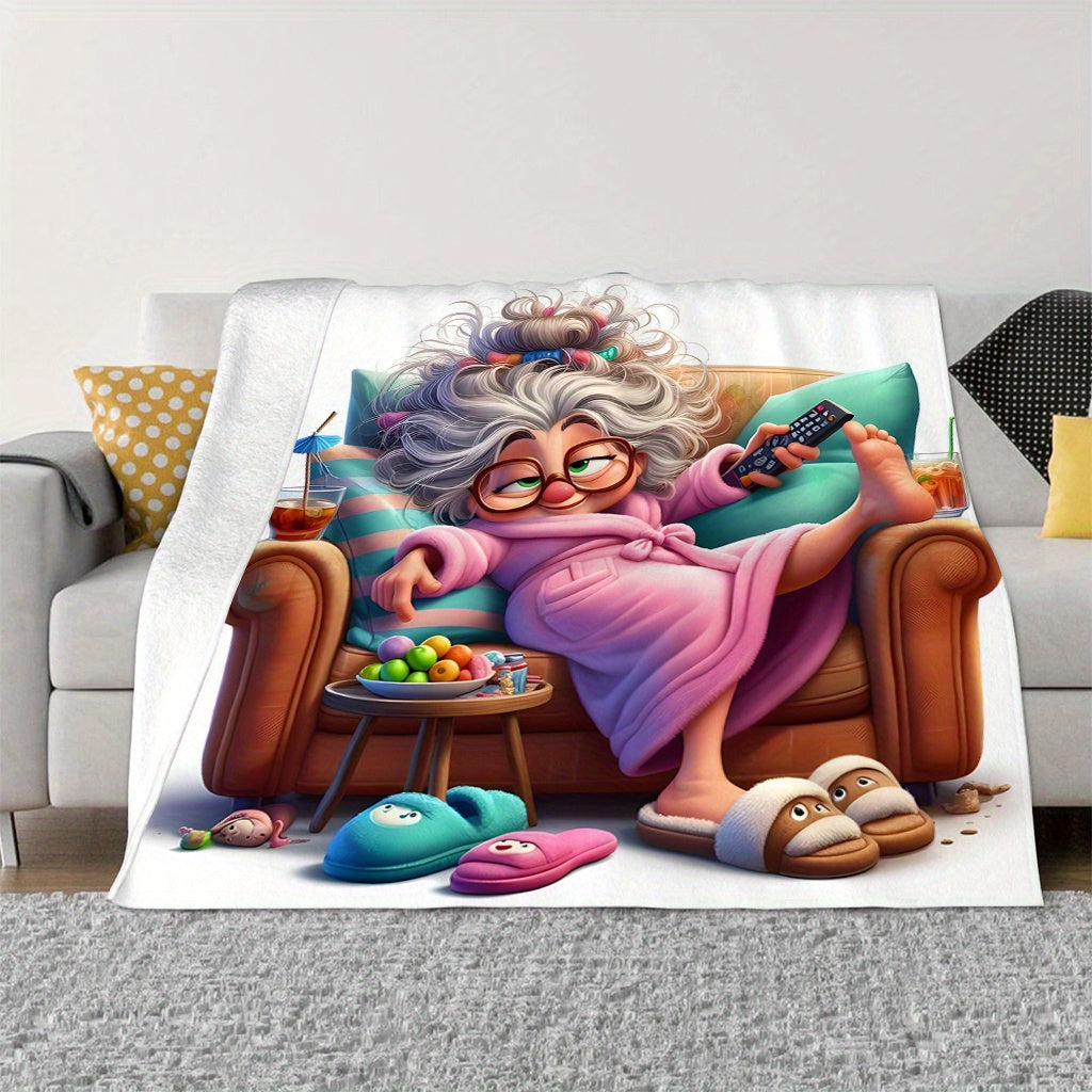 Lightweight Flannel Throw Blanket Cozy Warm Versatile for Couch Bed Travel