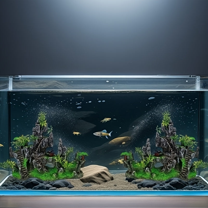 Resin Aquarium Decoration with Mountain Design and Miniature Plants