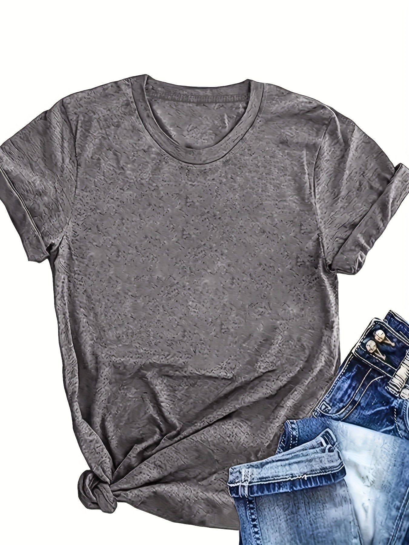 Women's Casual Short Sleeve T-Shirts Solid Color Pack Breathable Cotton