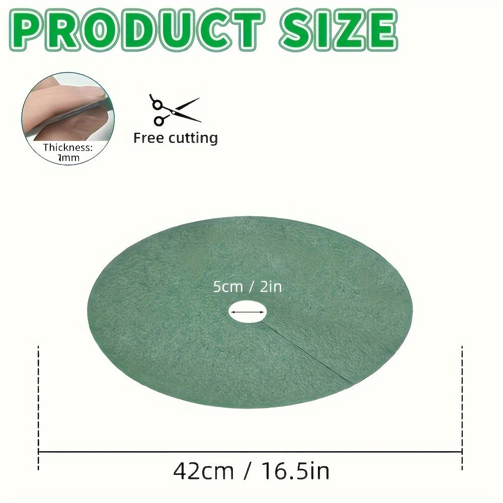 Green Reusable Tree Protector Rings Set of 6 Non-Woven Weed Barrier Mats Root Protection