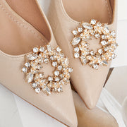 Women Crystal Flower Shoe Clips Detachable Buckles for Wedding High Heels