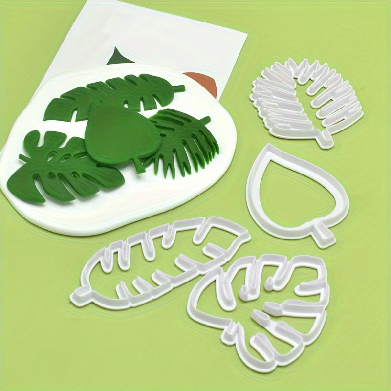 Set of Tropical Leaf Cookie Cutters Plastic for Fondant Gummy Candies Cake Decorations