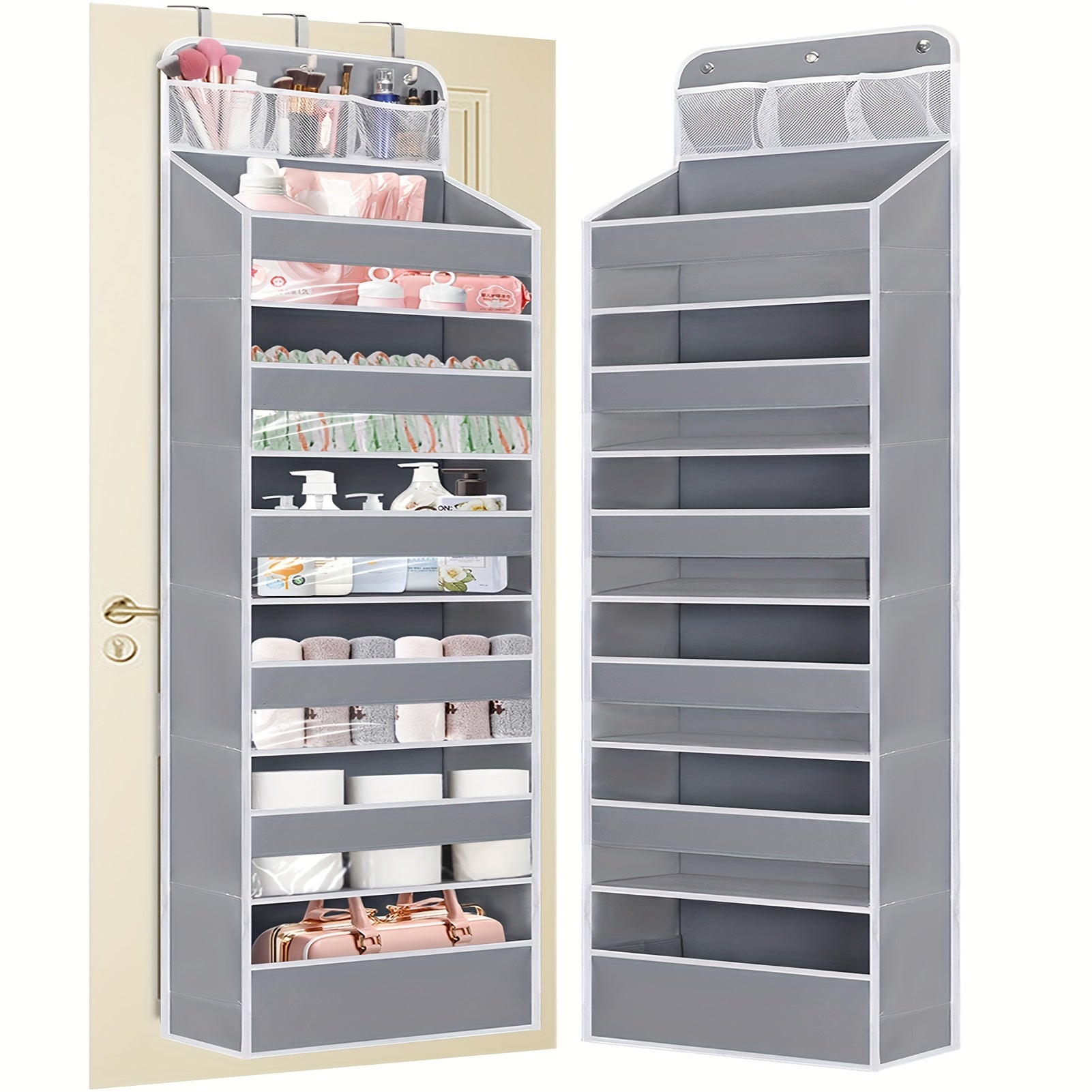 Over-the-Door Organizer with 7 Large Pockets and Clear Window for Bedroom Bathroom Storage