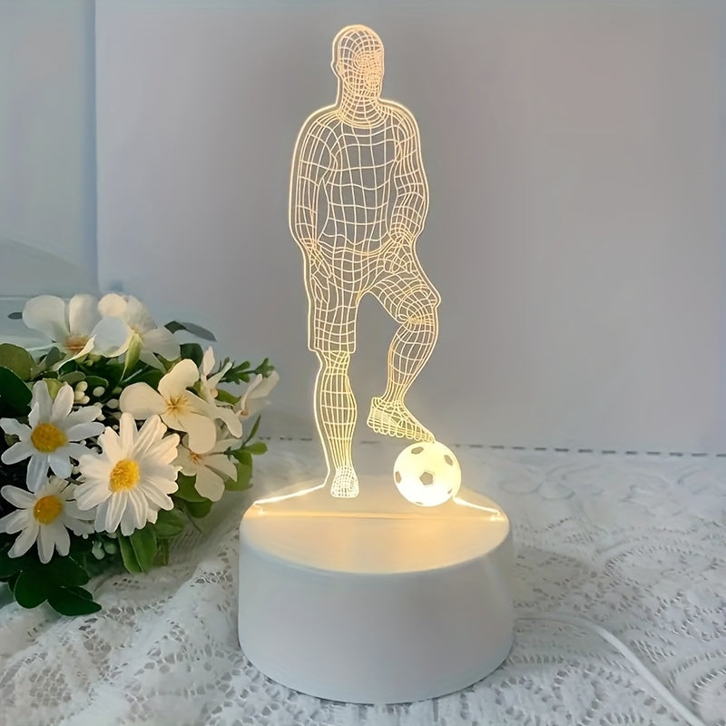 Soccer Player Night Light USB Plug-in Warm Light Eye Protection Desk Decor Gift