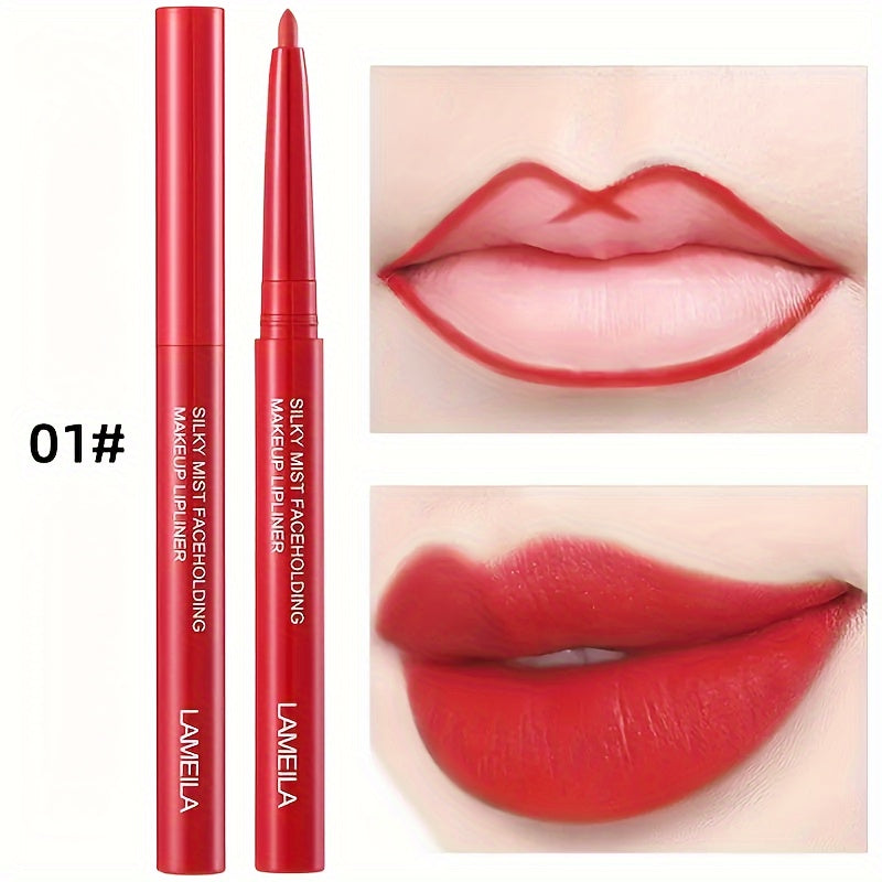 Long-Lasting Waterproof Lip Liner Pencil Matte Finish Smudge-Proof Pink Red Nude