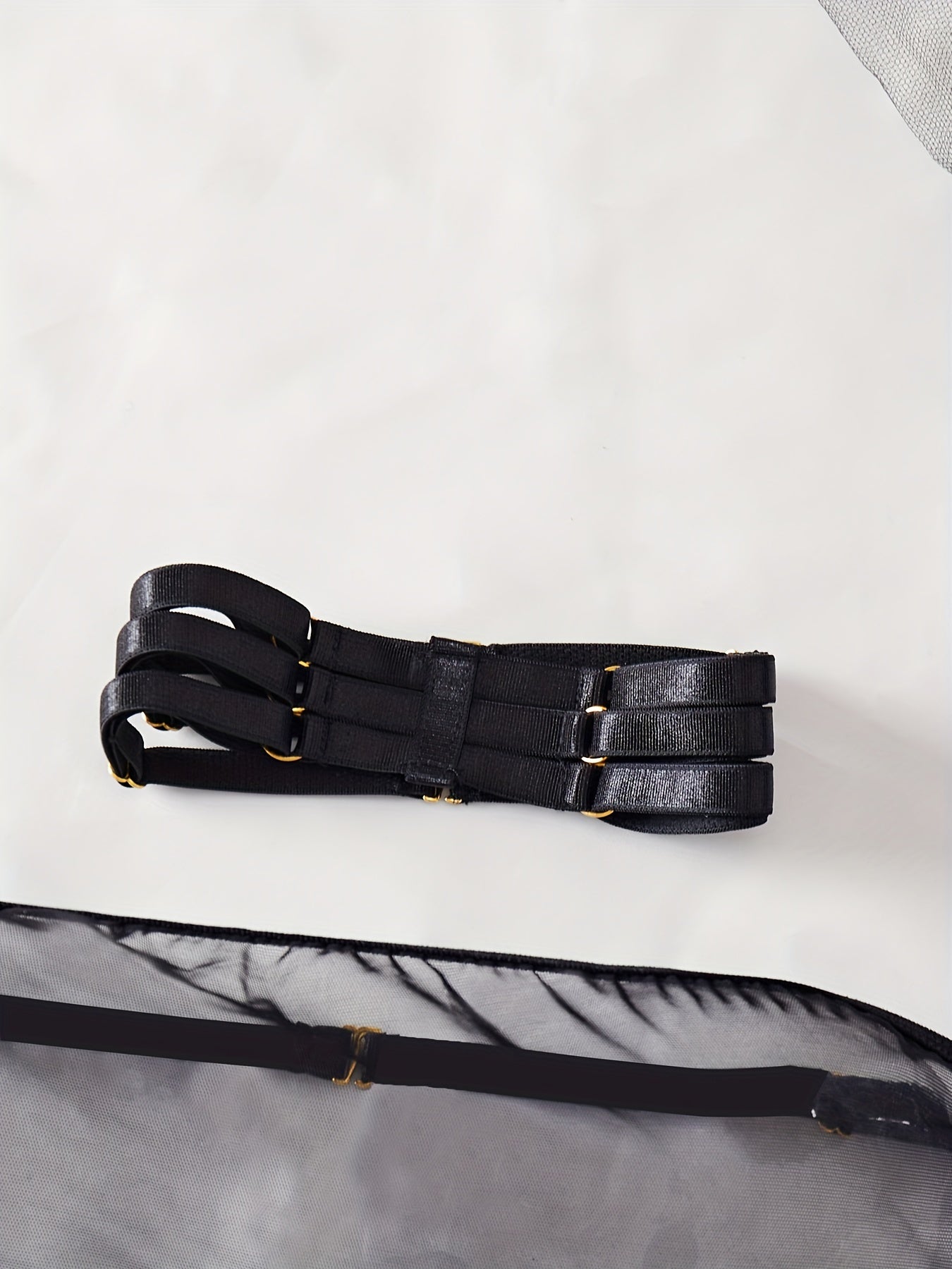 Women’s Mesh Lingerie Set with Tube Bra Thong Choker and Leg Rings