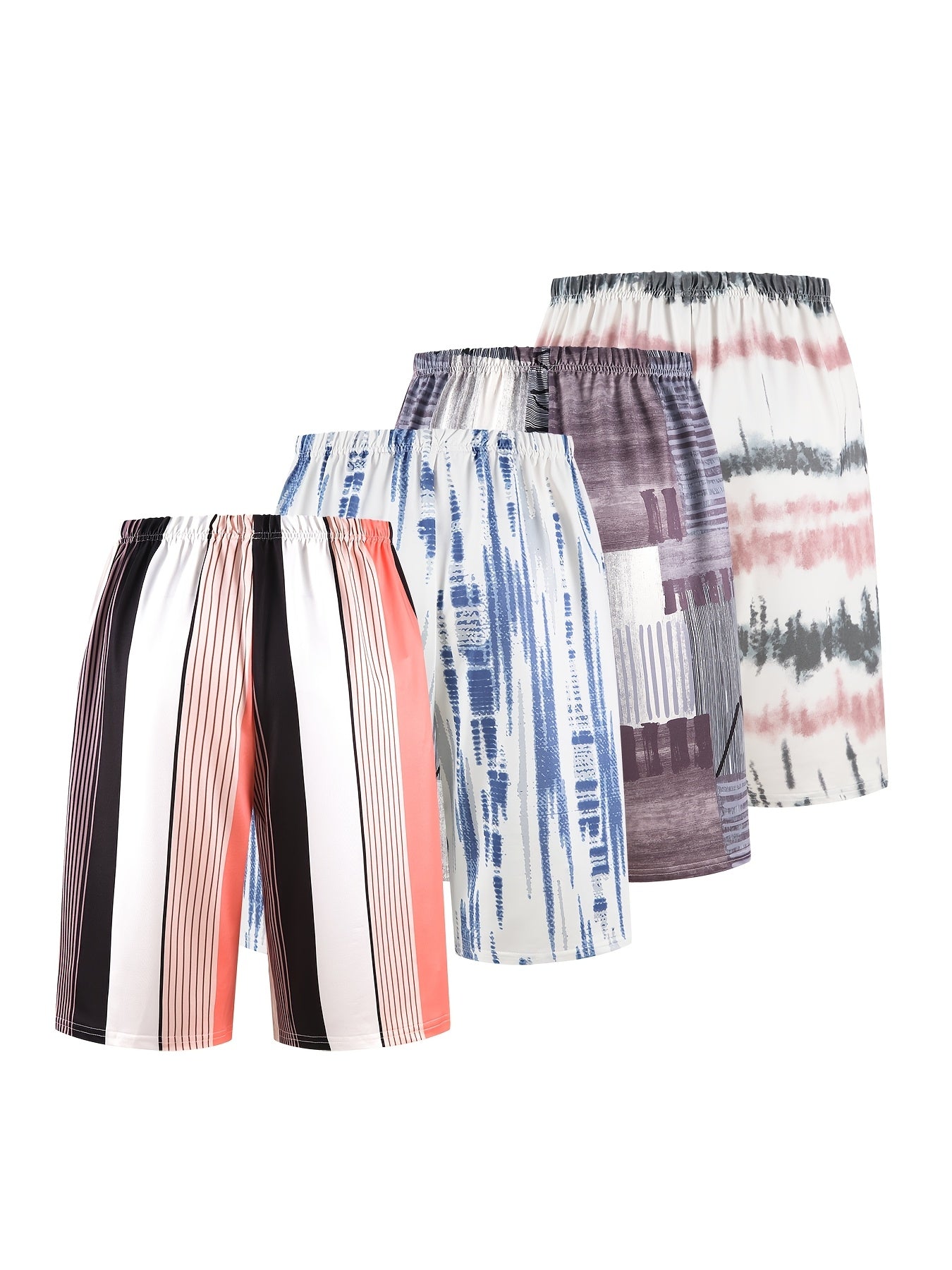 Набор из 4 мужских повседневных шорт для пляжа, большой размер, шорты для отпуска