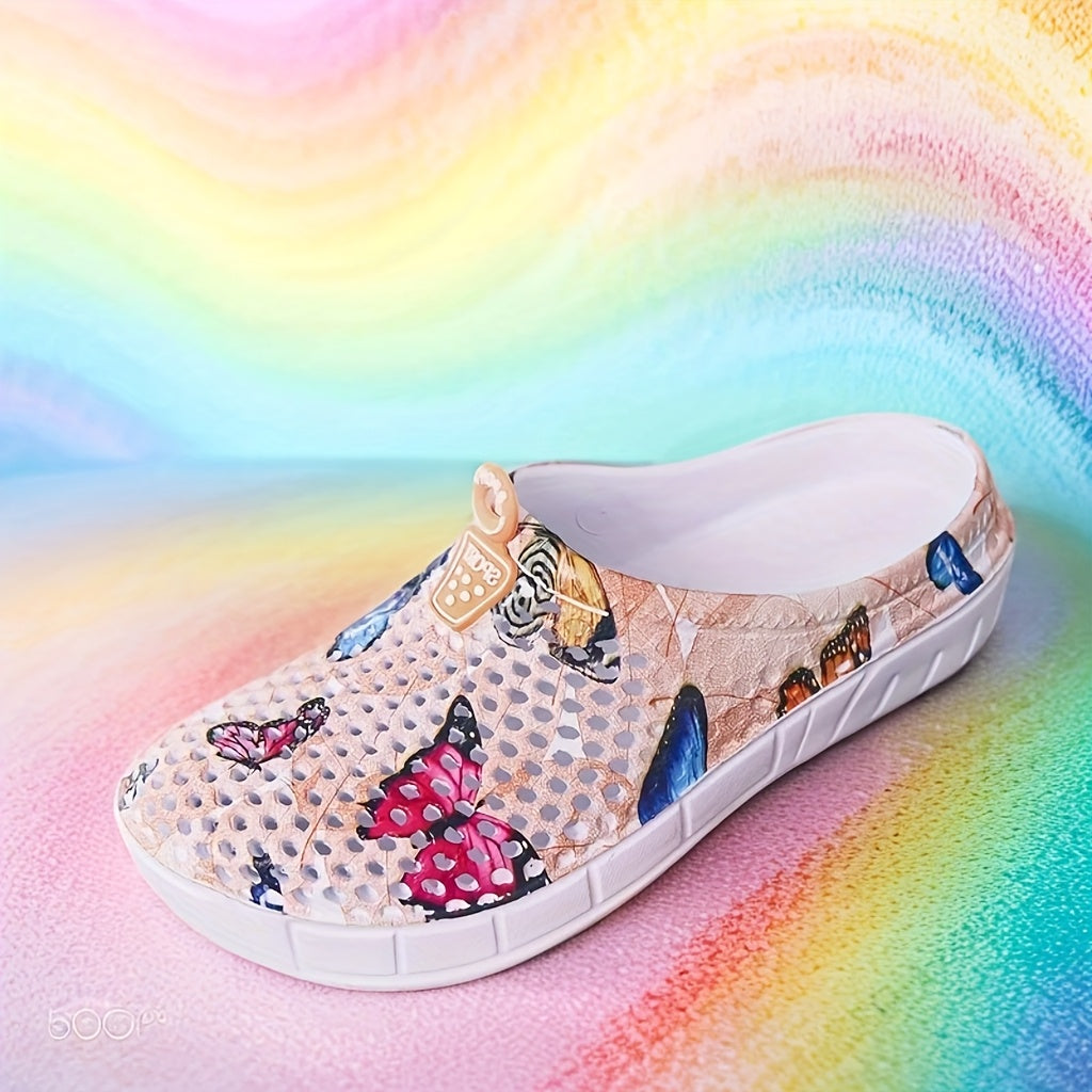 Women's Breathable Butterfly Print Summer Shoes Lightweight EVA Casual Footwear