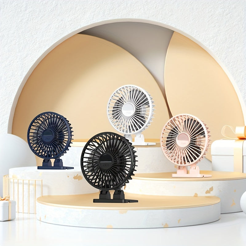 Whisper Quiet 4-Inch USB Desk Fan 3-Speed Portable USB Powered Plastic