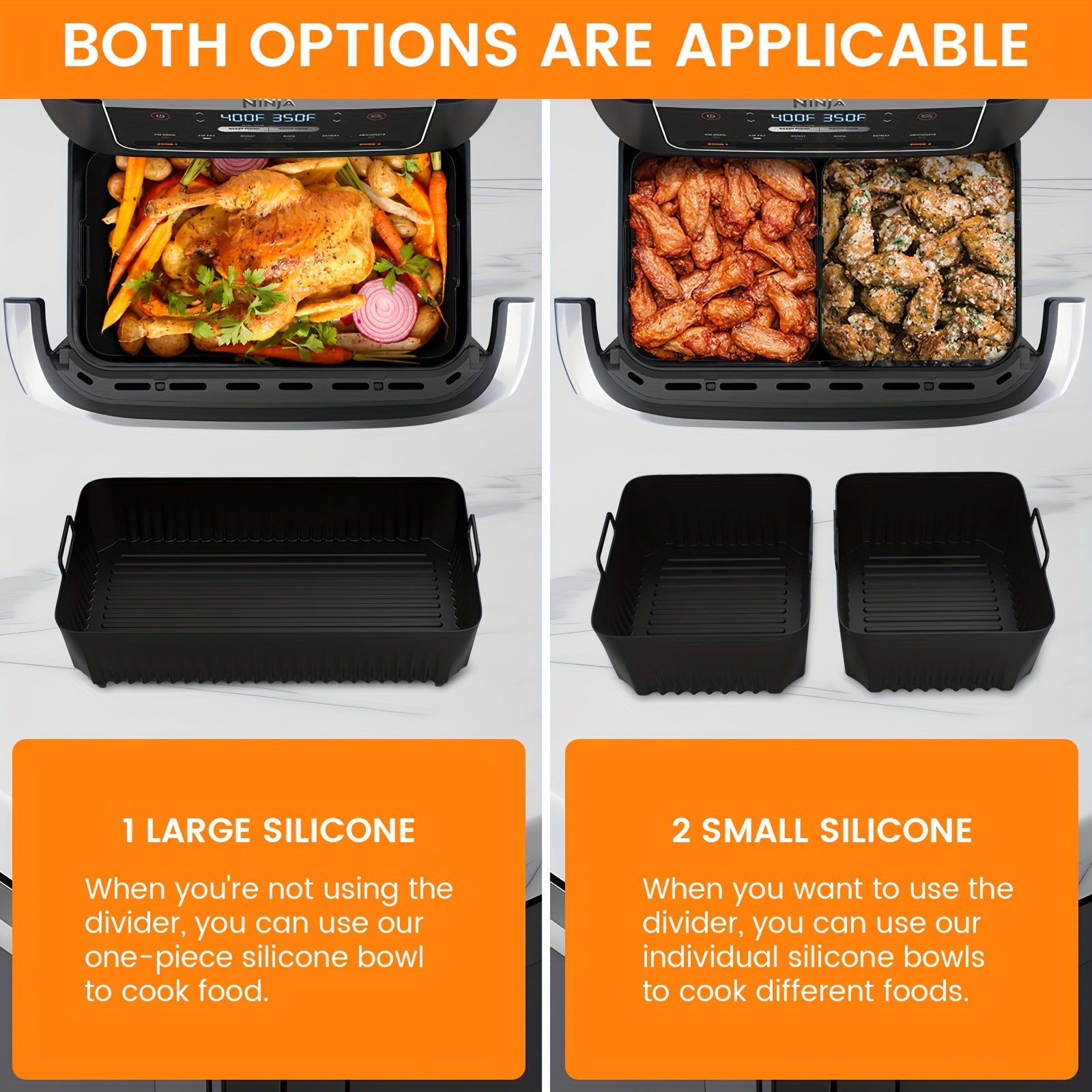 Juego de accesorios para freidora de aire de 3 piezas, bandeja de silicona para hornear y tapete para freír, resistente al calor, apto para alimentos