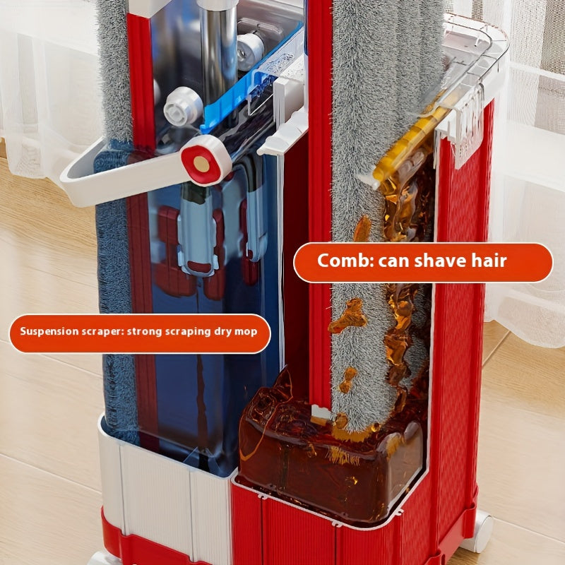 Naychali po'latdan yasalgan 2-in-1 paxta mopi - Nam va quruq foydalanish uchun oson uy polini tozalash yechimi, qo'l bilan yuvish shart emas, oson oshxona va uy tozalash uchun scrubbing vositasi kiritilgan, qulay saqlash imkoniyati mavjud