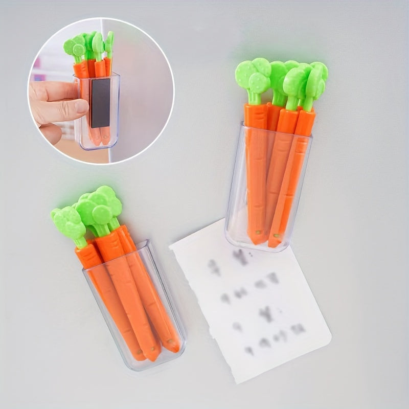 Set of 5 Carrot Seal Clips with Magnetic Storage Box Food Snack Bag Sealing Clips for Dustproof Moistureproof Freshness