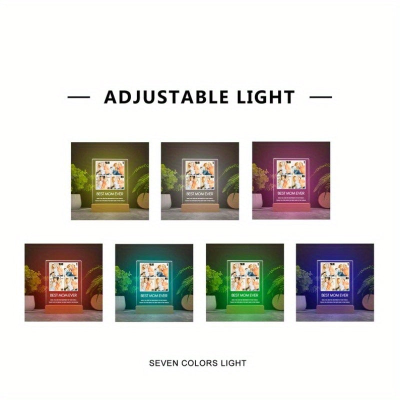 Custom Acrylic Photo Collage Night Light Personalized Family Picture Frame LED Decor