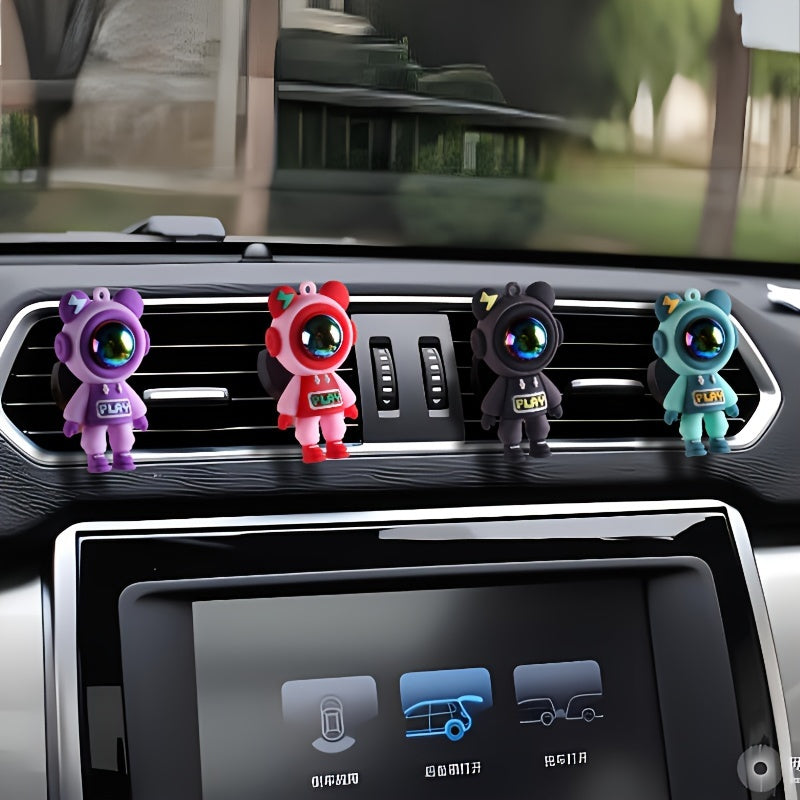 Car Interior Decoration Accessories – Astronaut Bear Air Freshener Vent Clip, 1 or 4 Pack