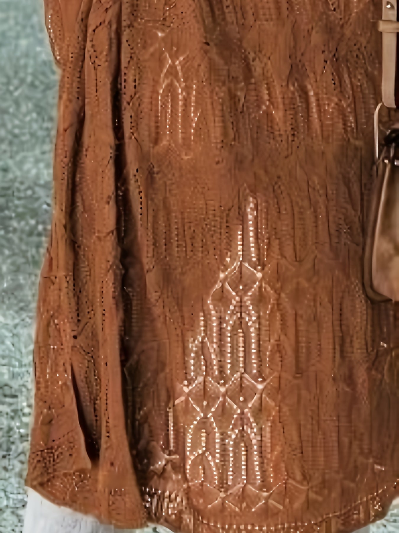 Women's Plus Size Crochet Cover-Up Brown Long Sleeve Beach Vacation Style