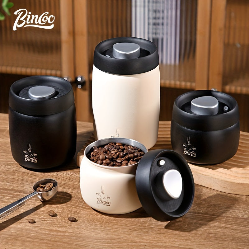 Stainless Steel Coffee Can Vacuum Sealed Airtight Storage Container Black White Beige