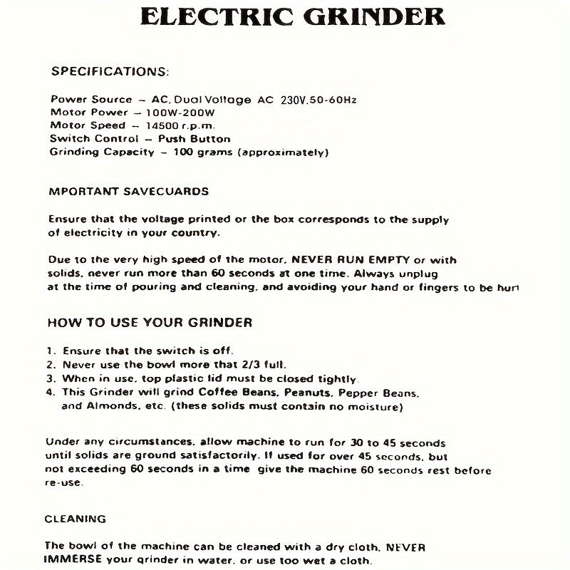Molino eléctrico de granos para uso doméstico, granos de café, hierbas, molienda fina