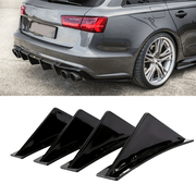 4Pcs Car Rear Bumper Lip Diffuser Shark Fins Cover Sticker for Sedan 2016-2020