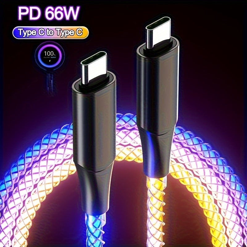 Type-C dan Type-C 66W tez zaryadlash RGB kabeli nafas oluvchi yorug'lik bilan. Xiaomi uchun 30W tez zaryadni qo'llab-quvvatlaydi va yuqori estetik dizaynga ega.