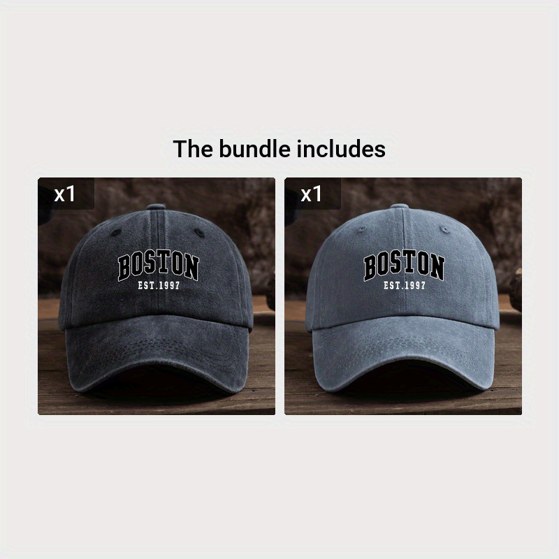 Boston Est. 1997 Unisex Moda Beysbol Shlyapa, O'zgaruvchan Qiya Qirralar bilan, To'qilgan Matodan Yasalgan, Oson Parvarish, Mashinada Yuvish/Quruq Tozalash mumkin.