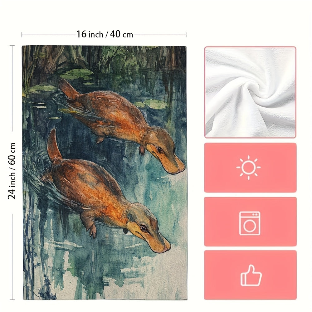 2 ta akvarel sevgi hikoyasi platypus oshxona sochiqlari to'plami 16x24 dyuym