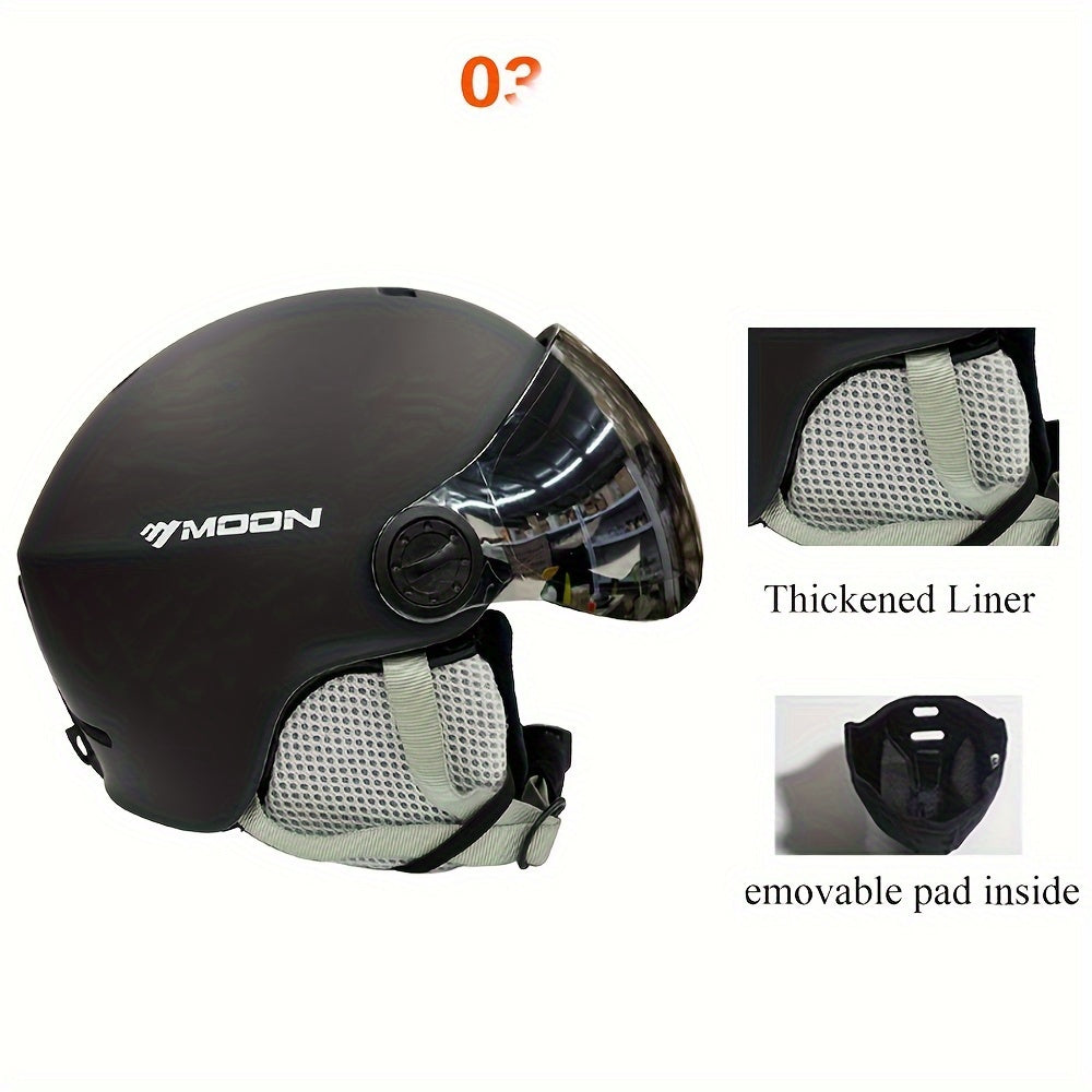 Casco de esquí con gafas de ajuste universal construcción en PC EPS visor para snowboard y patinaje