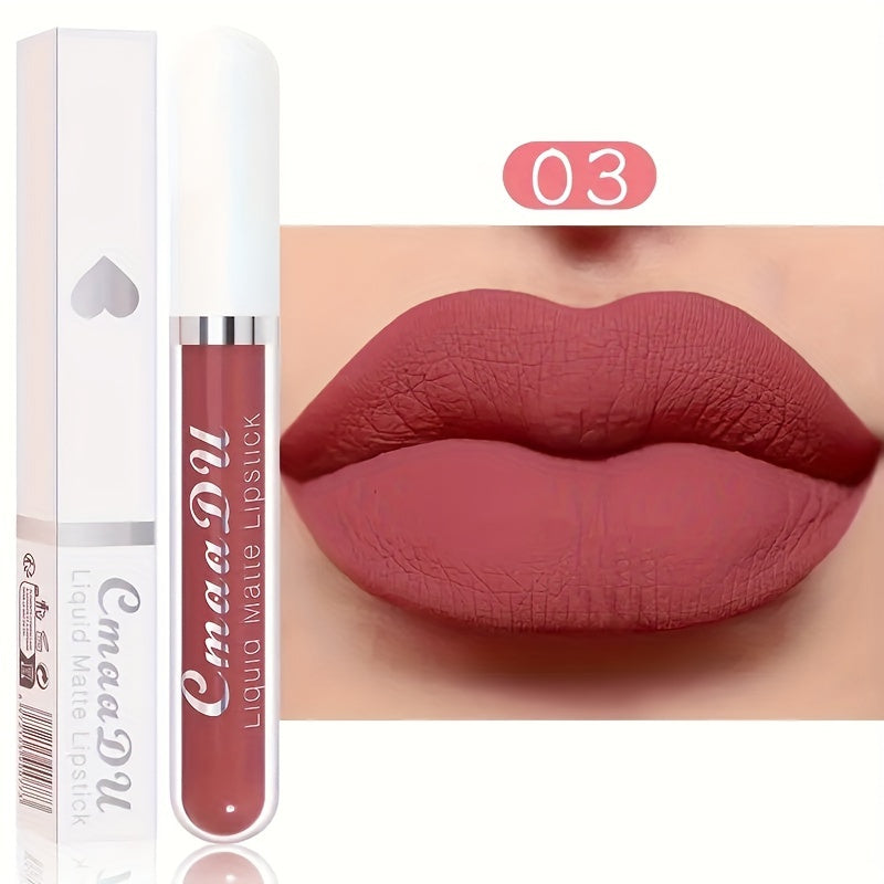 Labial líquido mate impermeable para mujer, 18 colores, hidratante, de secado rápido