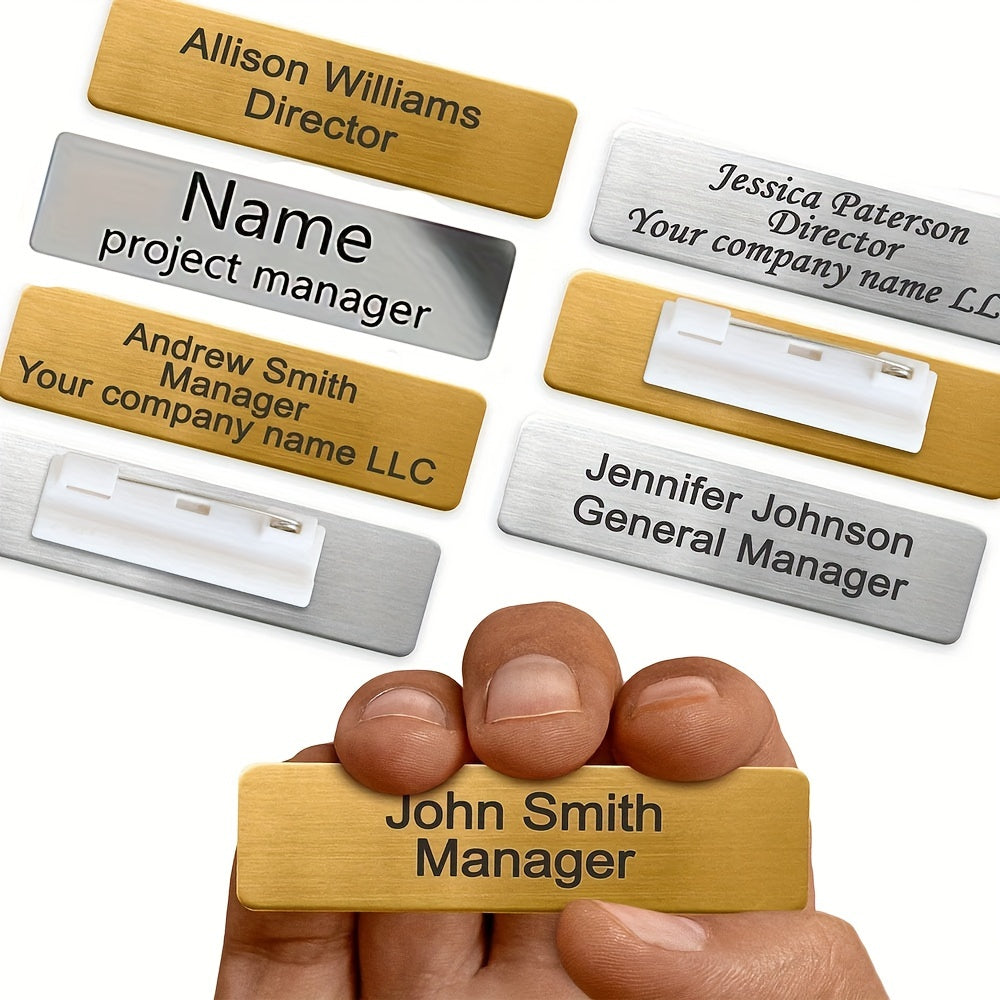 Personalized Stainless Steel Name Badge with Laser Engraving and Attachment Options