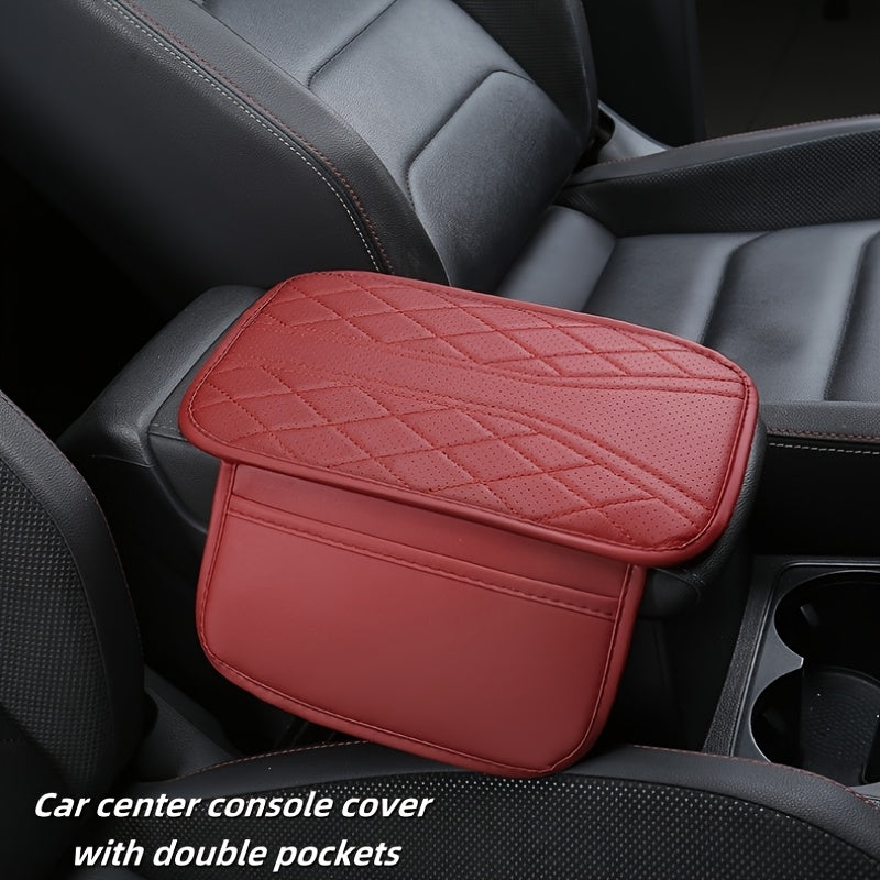 Avtomobil markaziy qo‘ltiq qutisi yostiqchası sun’iy charmadan, transport vositalari uchun ikki qavatli saqlash bo‘shliqlari