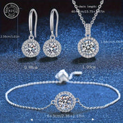 Sterling Silver Jewelry Set with Zirconia Necklace Earrings Bracelet for Women