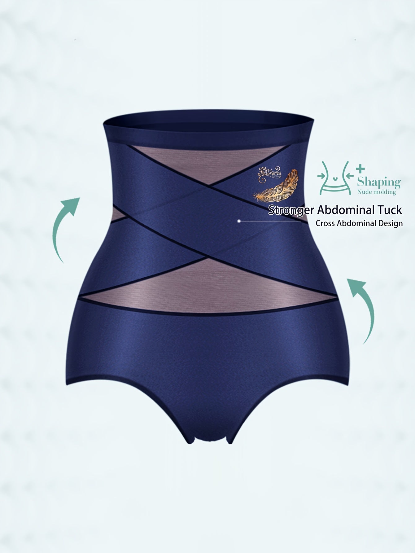 Women High Waist Tummy Control Shapewear Panties Solid Color Briefs Set